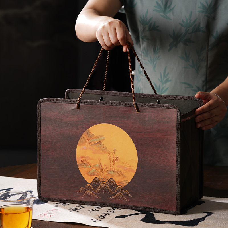 Portable wooden tea gift box