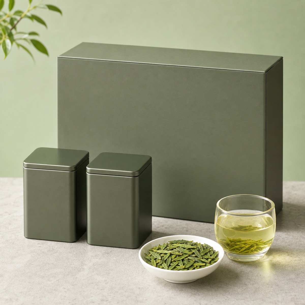 Neutral green Dragon Well tea gift box